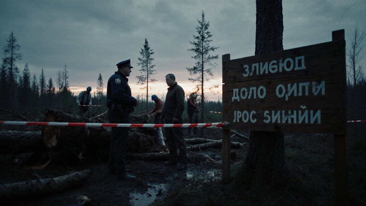 Охранник ловит нелегальных дровосеков, восстановление леса.
