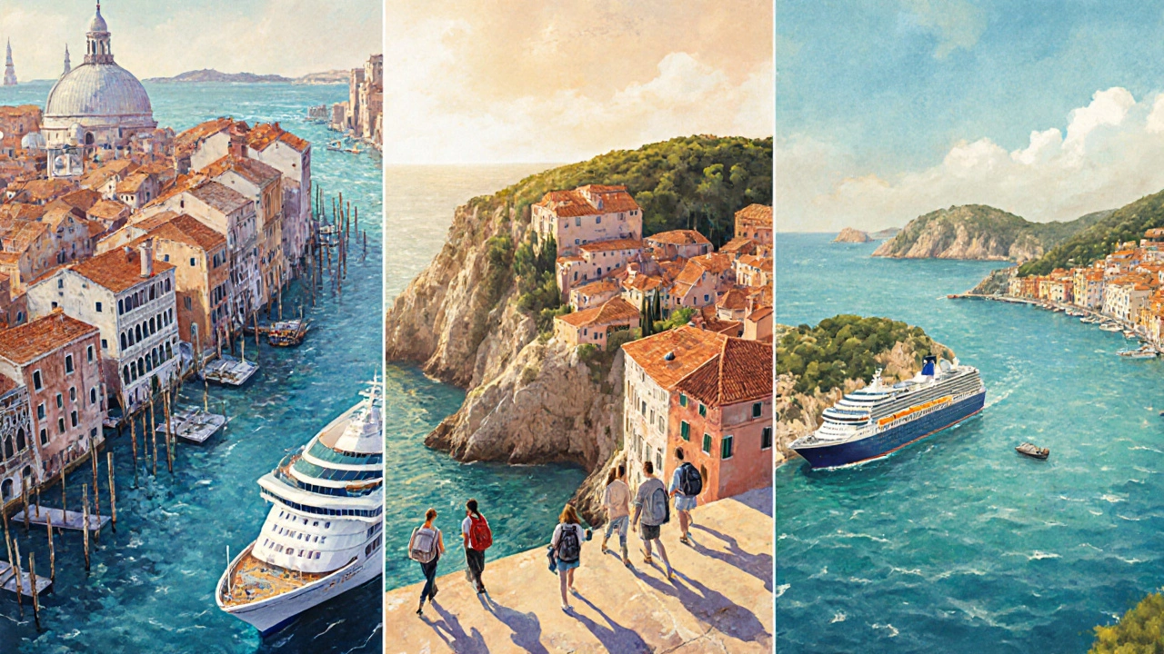 Круизный лайнер за один день посещает Венецию, Далмацию и Балеарские острова, пассажиры выходят без чемоданов.