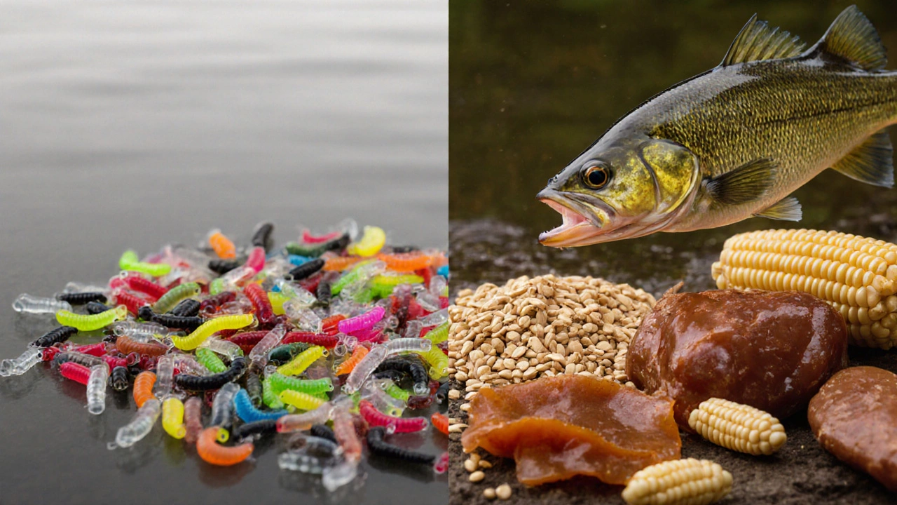 Сравнение натуральных и искусственных наживок: живые приманки привлекают рыбу.