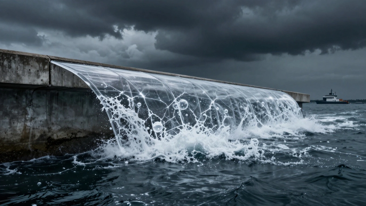Вода под лодкой кипит и разрушается, символизируя физический предел скорости.
