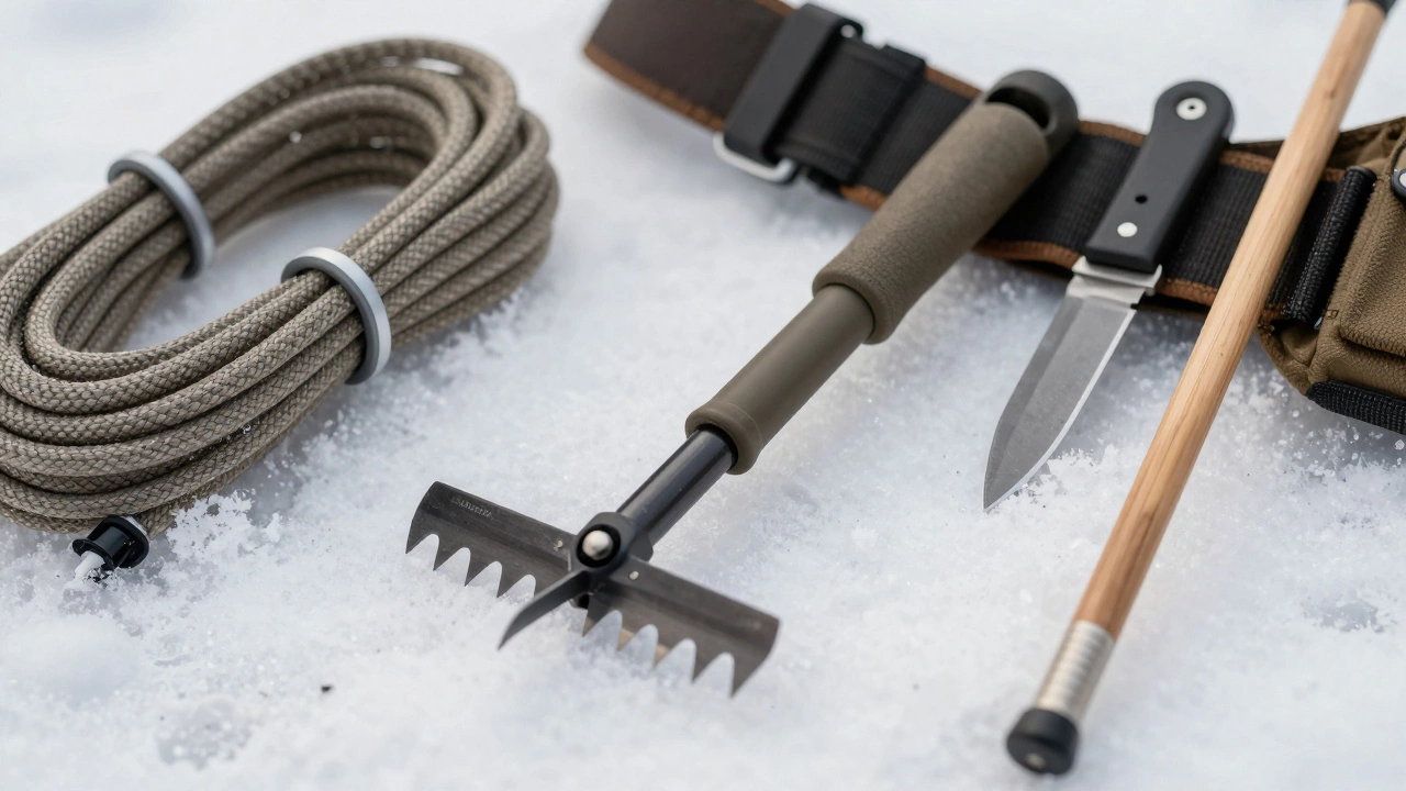 Инструменты зимней рыбалки на снегу