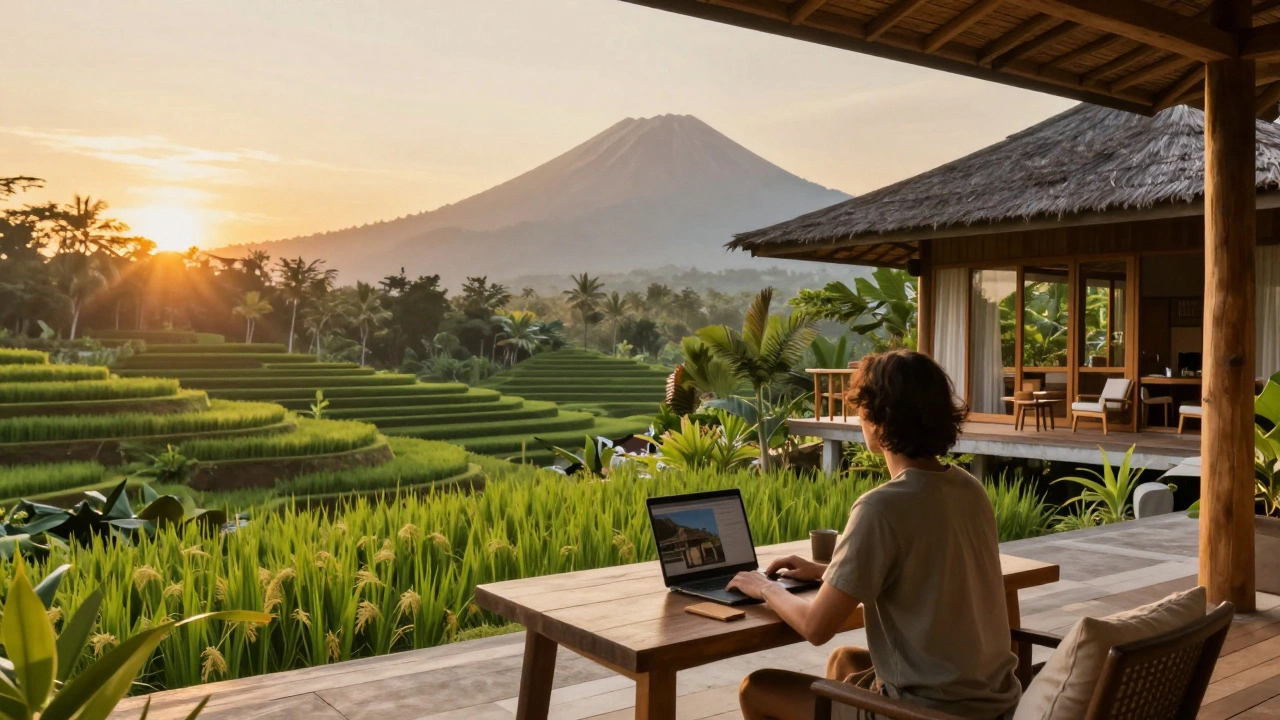 Эко-вилла на Бали с видом на зеленые рисовые террасы